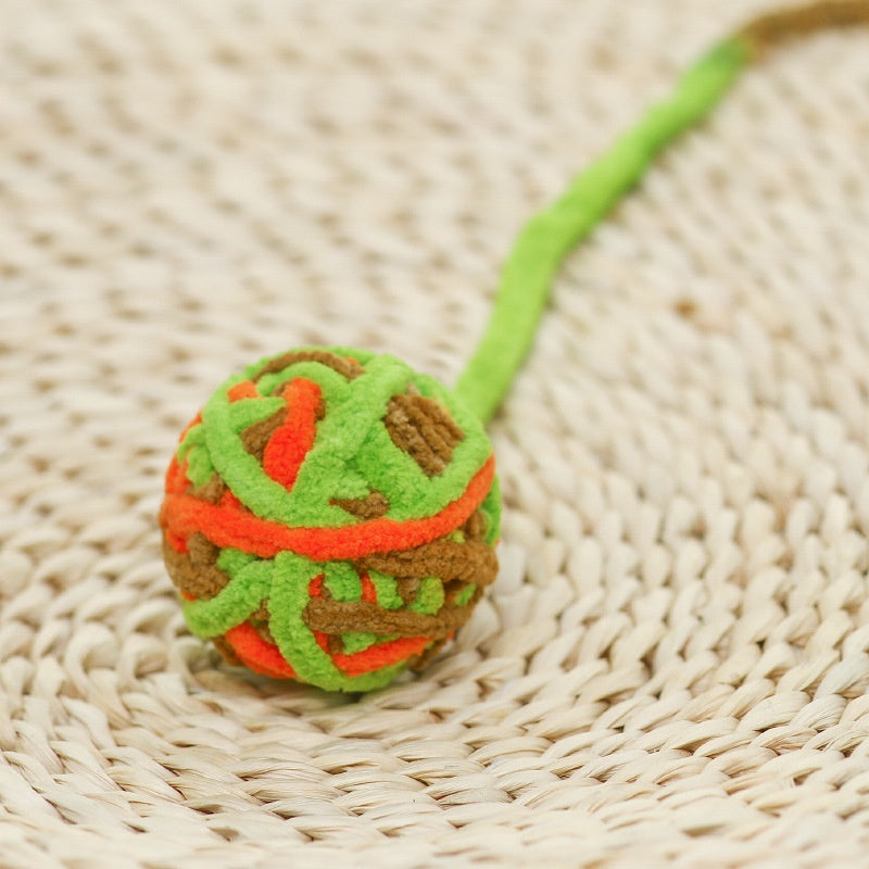 Bóng len đồ chơi cho mèo màu xanh lá cam nâu Bóng len đồ chơi cho mèo màu xanh lá cam nâu