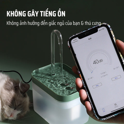 Máy lọc nước không gây tiếng ồn cho mèo và chủ