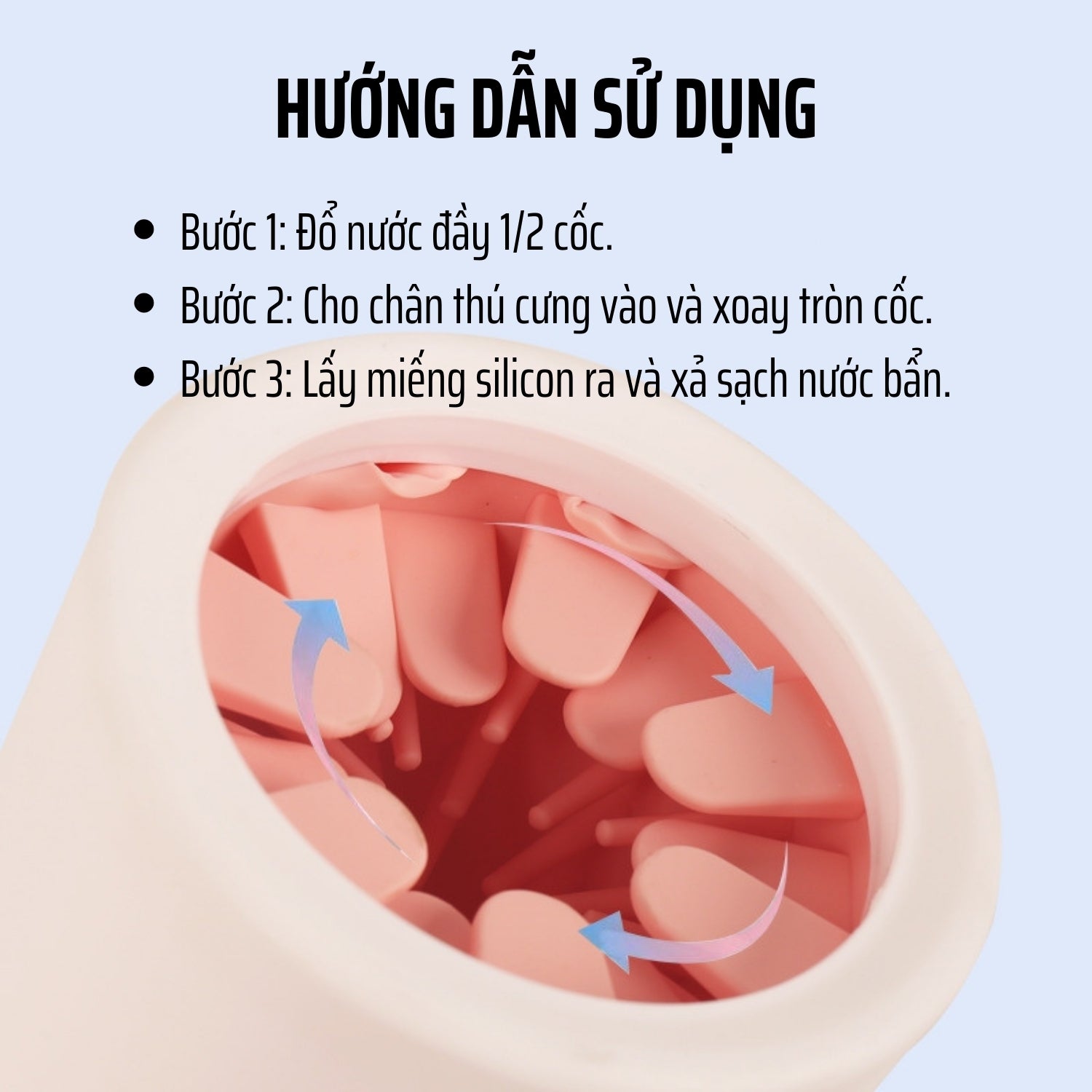 Hướng dẫn sử dụng cốc rửa chân chó mèo Carno