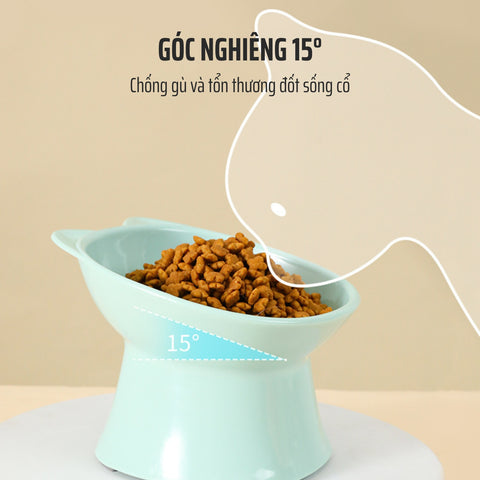 Góc nghiêng 15 độ chống gù, bảo vệ đốt sống cổ của mèo