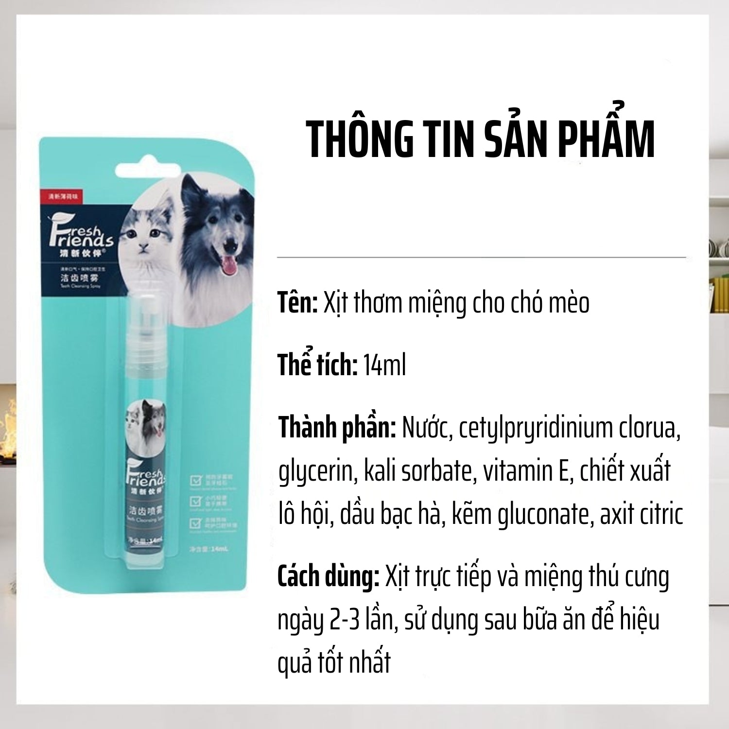 thông tin sản phẩm xịt vệ sinh răng miệng cho thú cưng