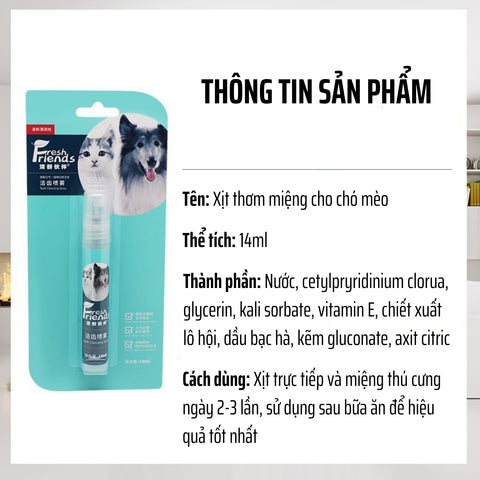 thông tin sản phẩm xịt vệ sinh răng miệng cho thú cưng