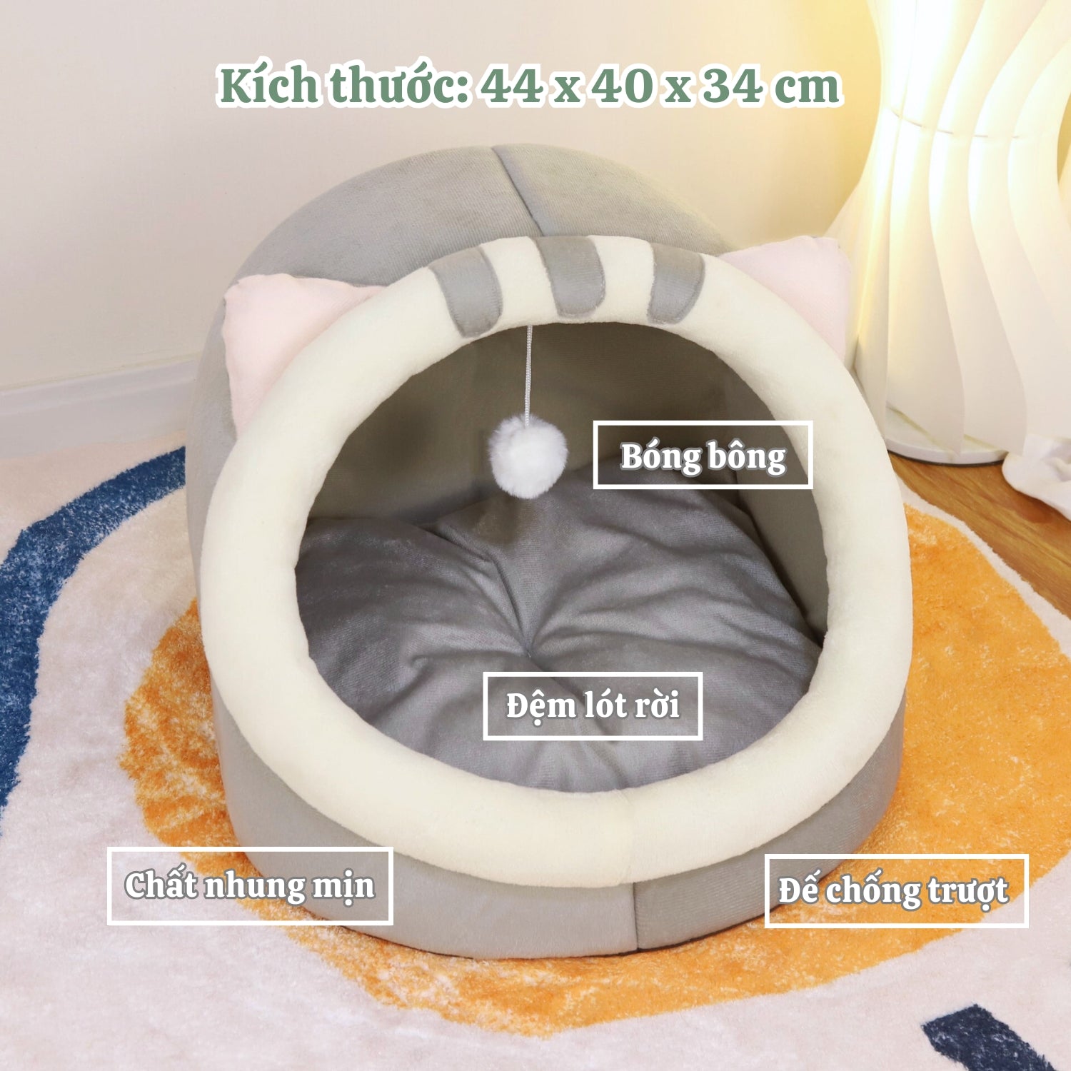 kích thước ổ mùa đông cho mèo nằm