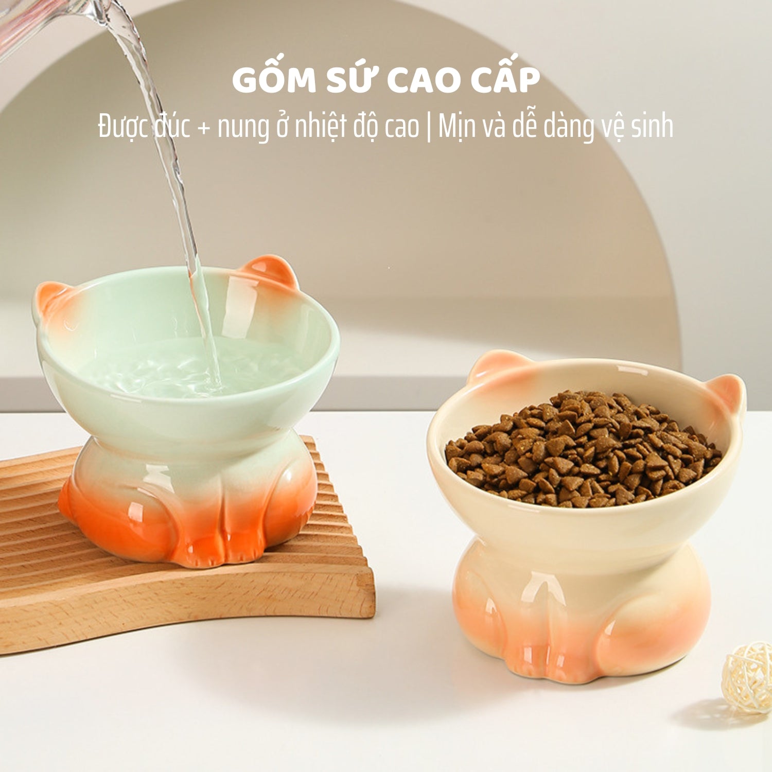 Bát ăn cho chó được làm từ chất liệu gốm sứ cao cấp