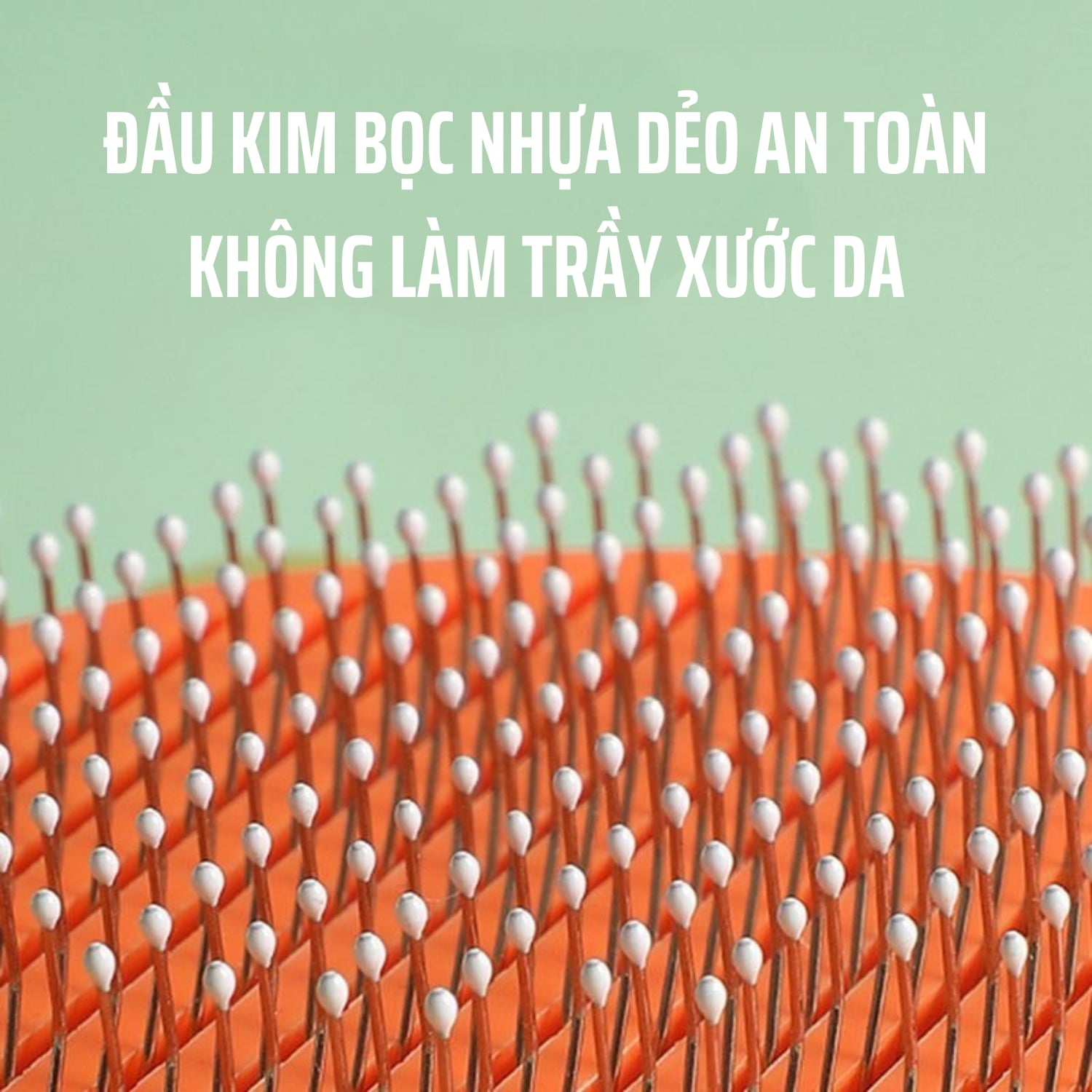 Đầu kim của lược chải lông được bọc nhựa an toàn