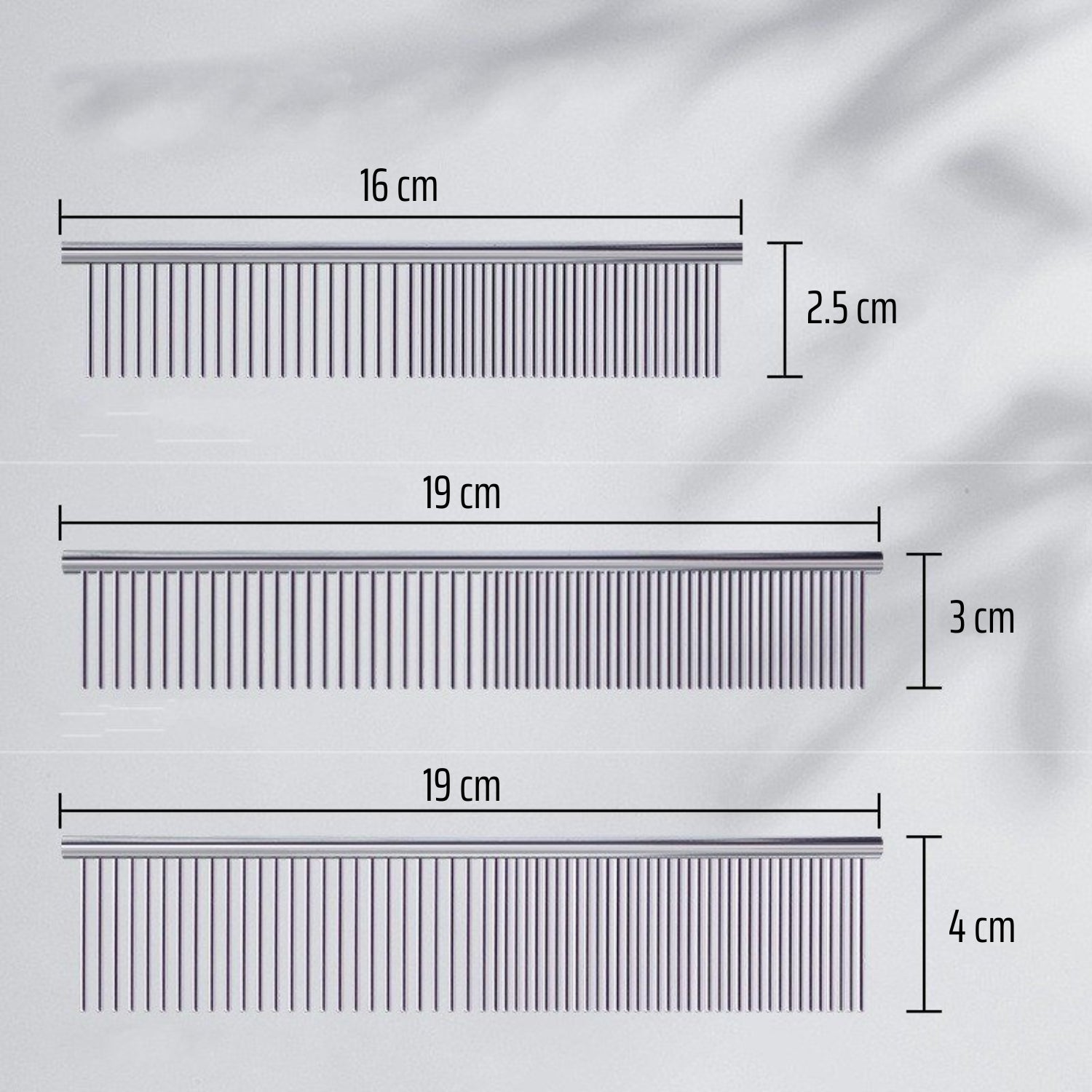 Kích thước sản phẩm lược chải lông chó mèo răng thưa