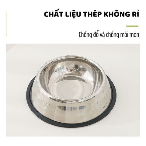 Bát được làm từ chất liệu thép không rỉ, an toàn cho thú cưng