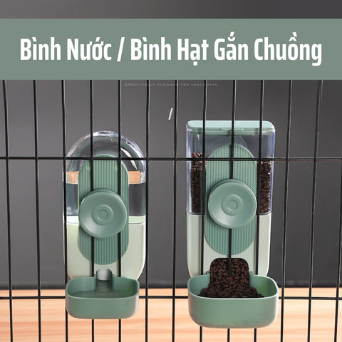 Bình nước và bình hạt gắn chuống cho chó mèo