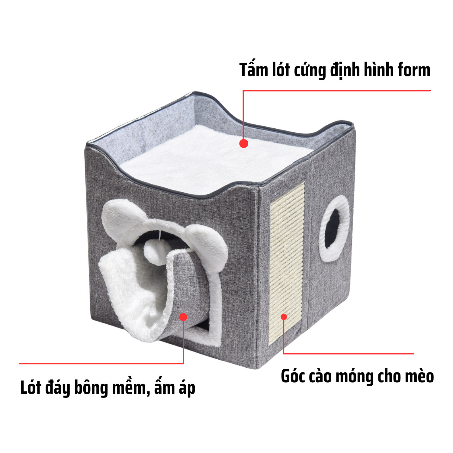 Ổ nằm cho mèo có thể dùng được 4 mùa