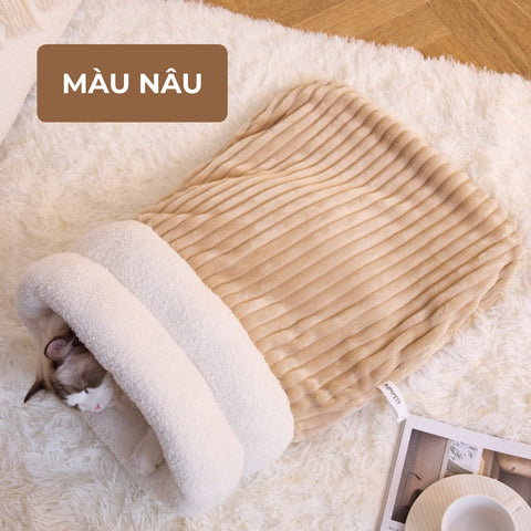 Túi ngủ cho mèo Marshmeollow màu nâu