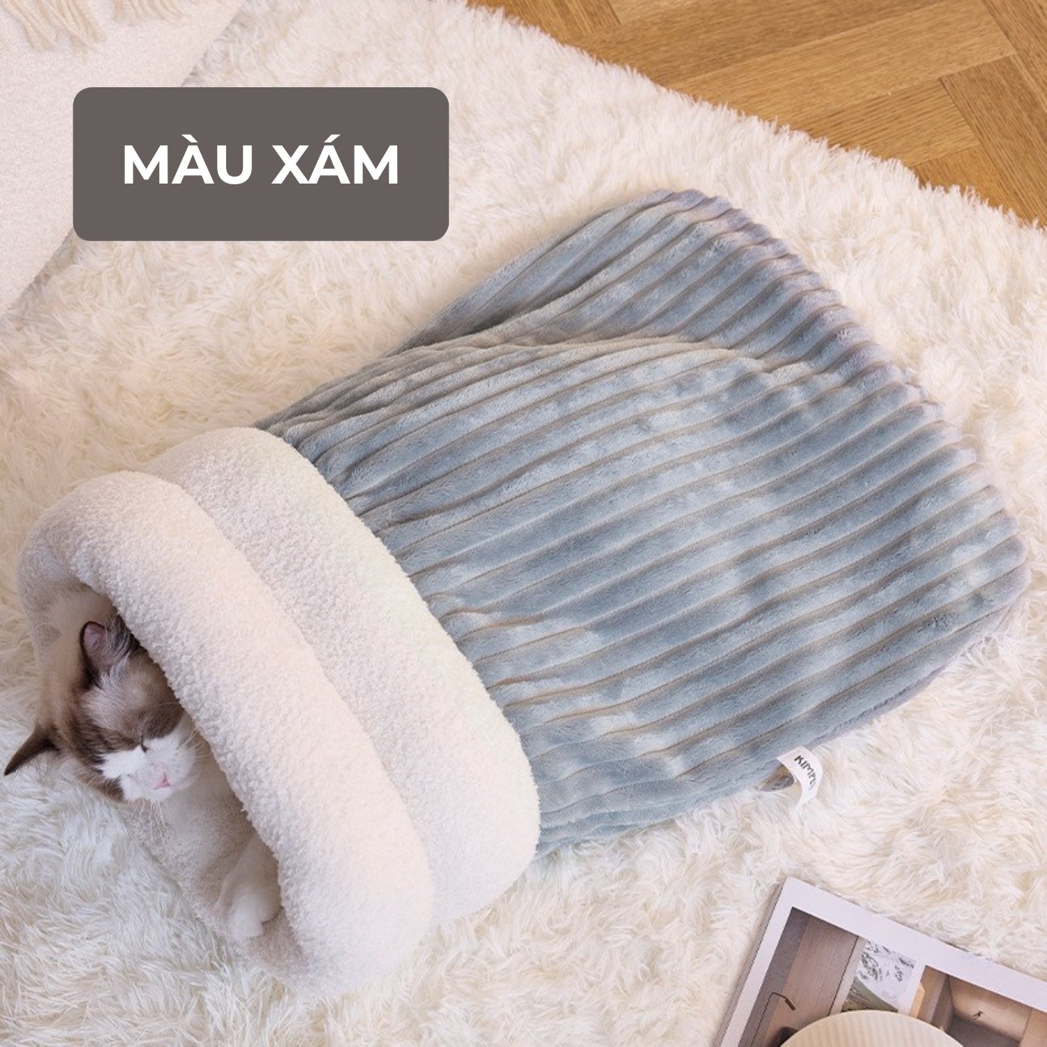 Túi ngủ cho mèo Marshmeollow màu xám
