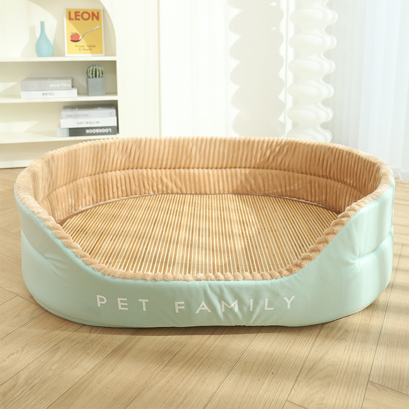 Ổ nằm chó mèo Pet Family màu xanh vàng