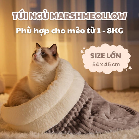 Túi Ngủ Cho Mèo Marshmeollow 2 Lớp Ấm Áp