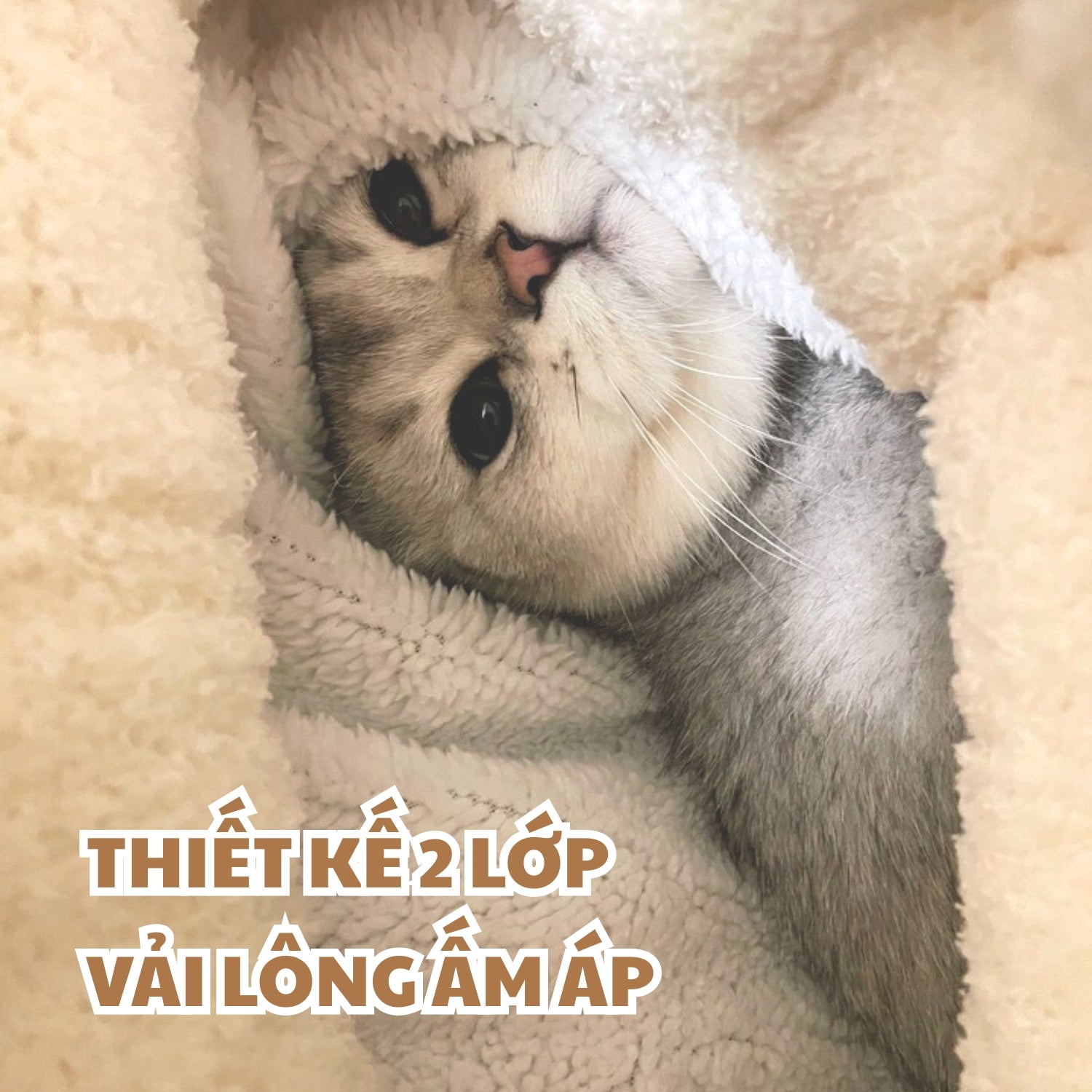Thiết kế 2 lớp vải lông cừu ấm áp