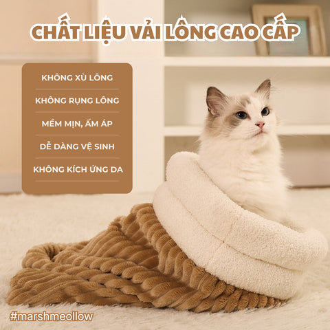Chất liệu vải lông cao cấp của túi ngủ cho mèo
